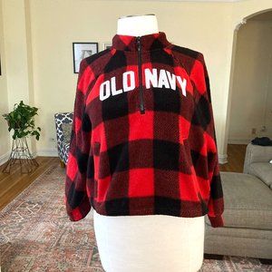 ❤️🖤 Old Navy Plus Size XXL Buffalo Plaid Fleece Sweatshirt with 1/2 Zipper
